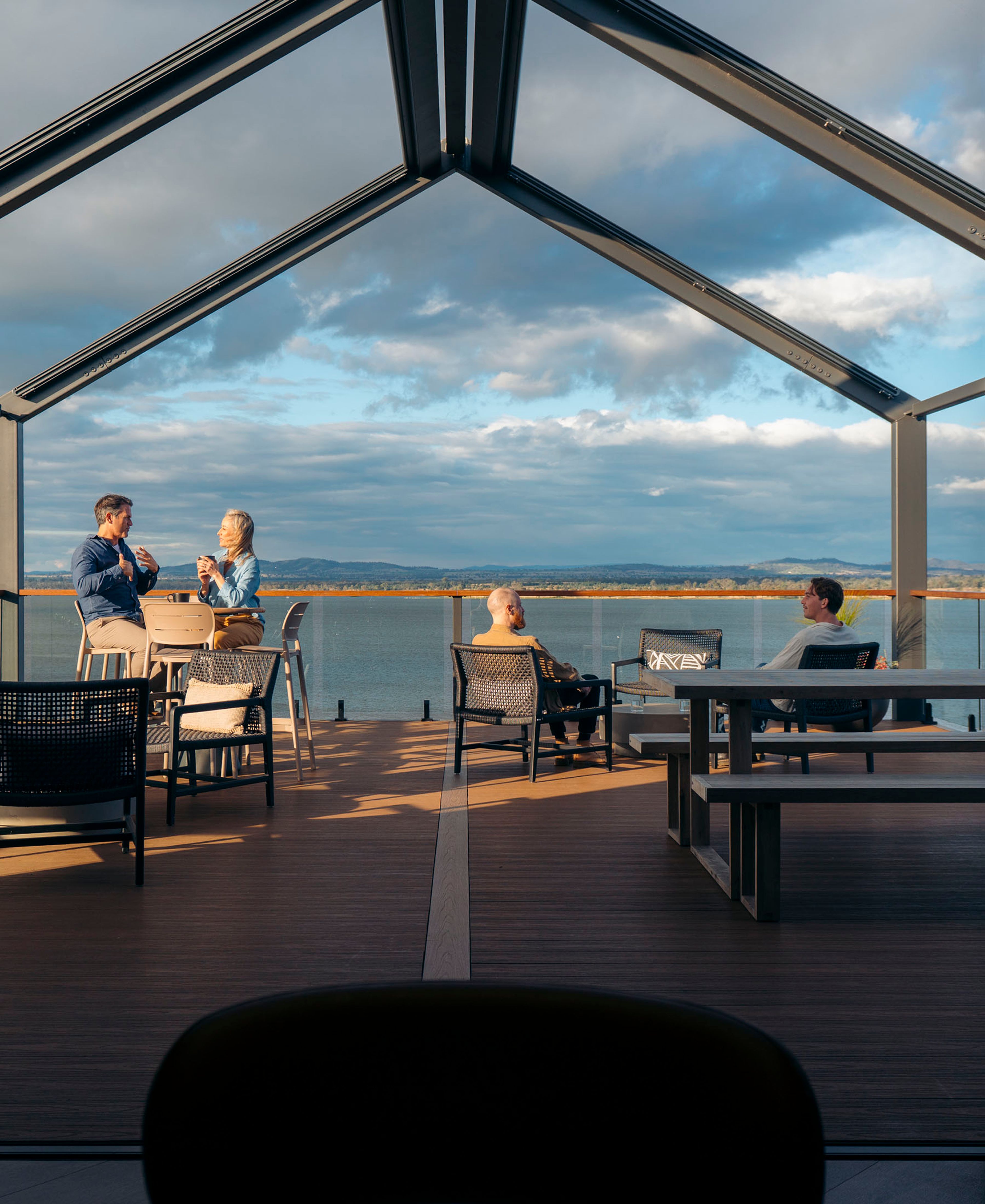 Gathering on the deck of the Gilay Lounge