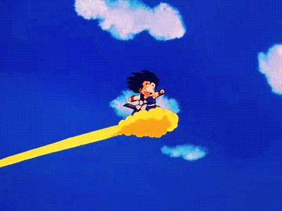 GIF of Goku on Flying Nimbus showing the long trail it leaves behind