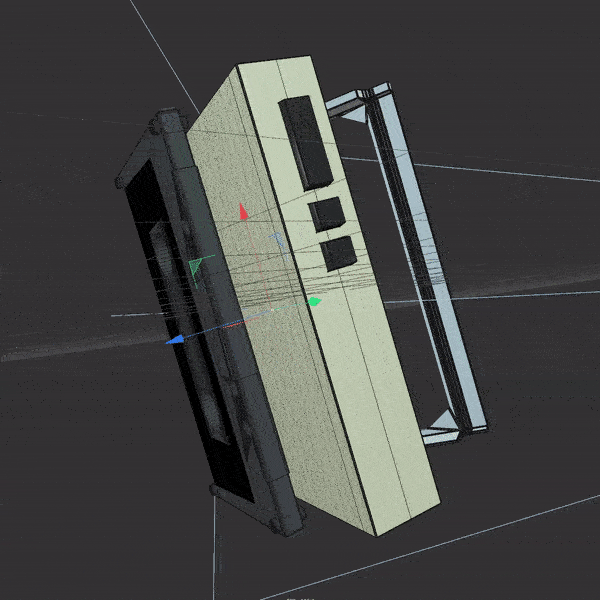 Cassette loading animation from the back