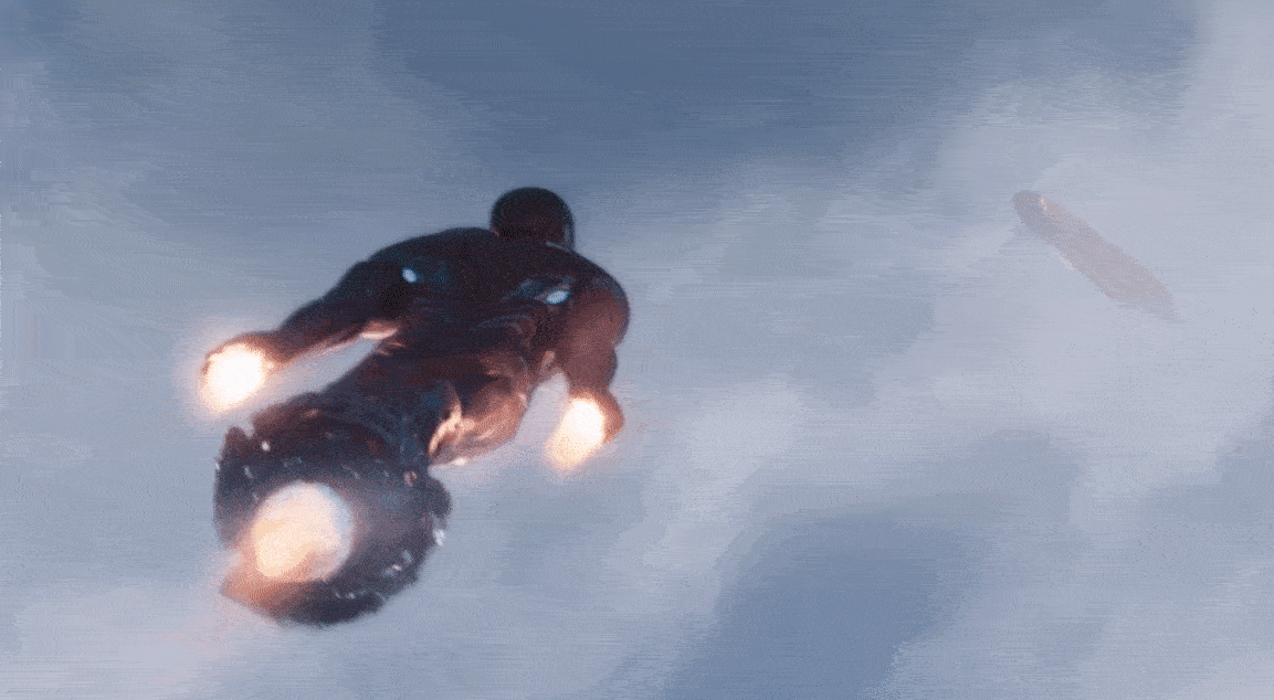 GIF of Iron Man blasting off