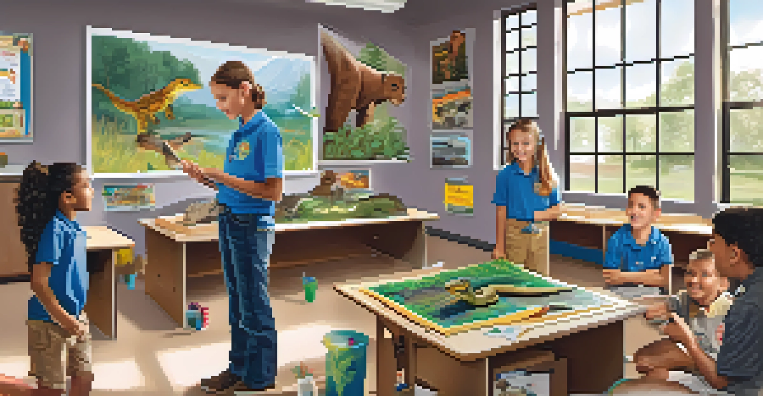 Children in a classroom participating in an educational wildlife workshop, learning about local animals.