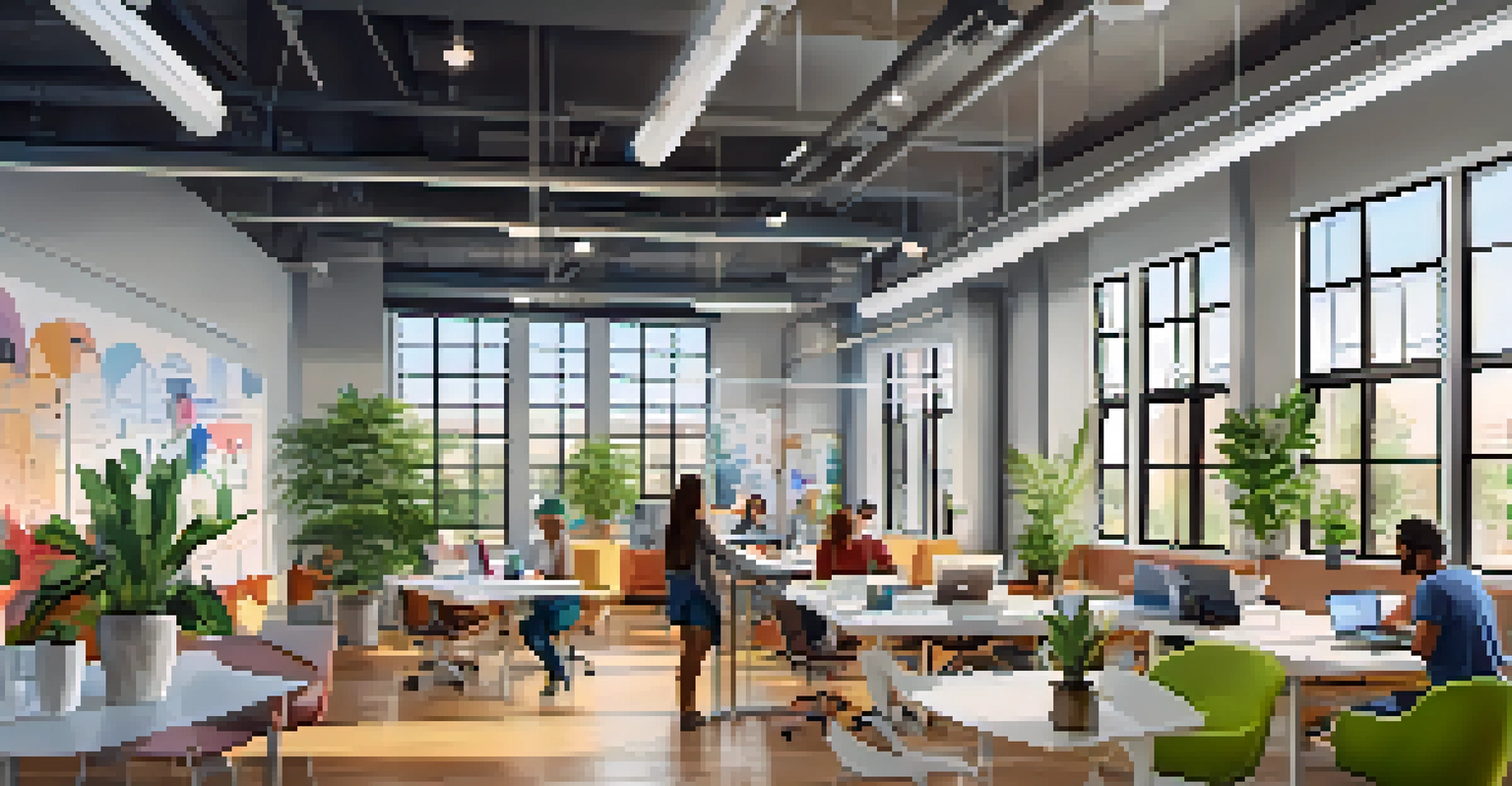 A vibrant startup incubator in Texas with young professionals working together.