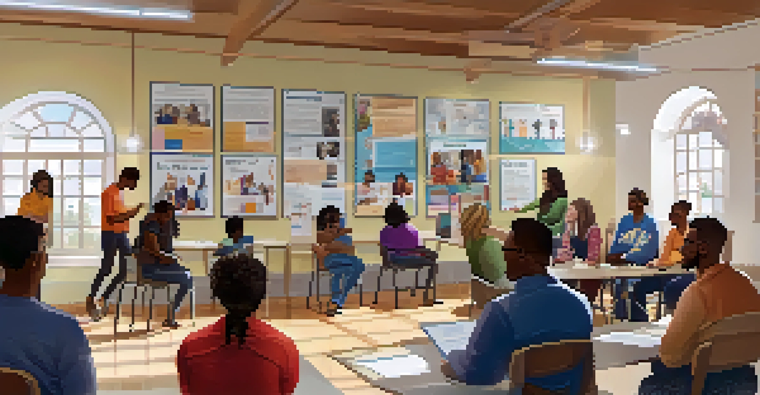 A community workshop on voting, featuring diverse participants learning about the electoral process in a bright community center.