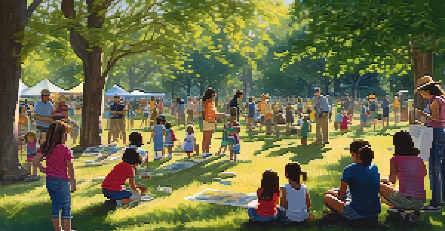 A community event in Texas where families are planting native trees and engaging with local wildlife.