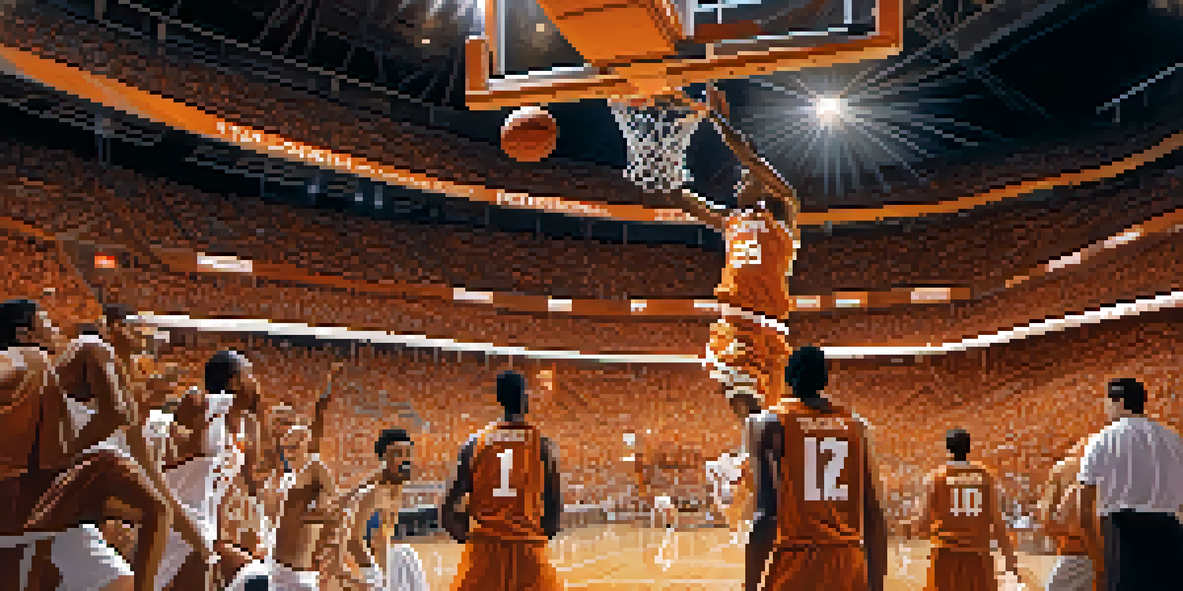 A Texas Longhorns basketball player performing a slam dunk in a lively arena filled with cheering fans.