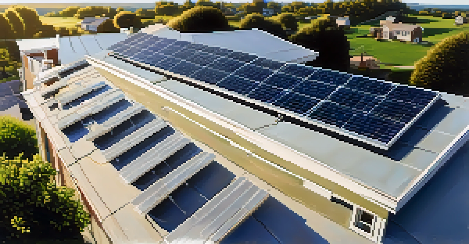A close-up of solar panels on a rooftop in a sunny Texas neighborhood.