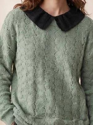 BUZO TEJIDOS CALADO, CON CUELLO DE CAMISA.