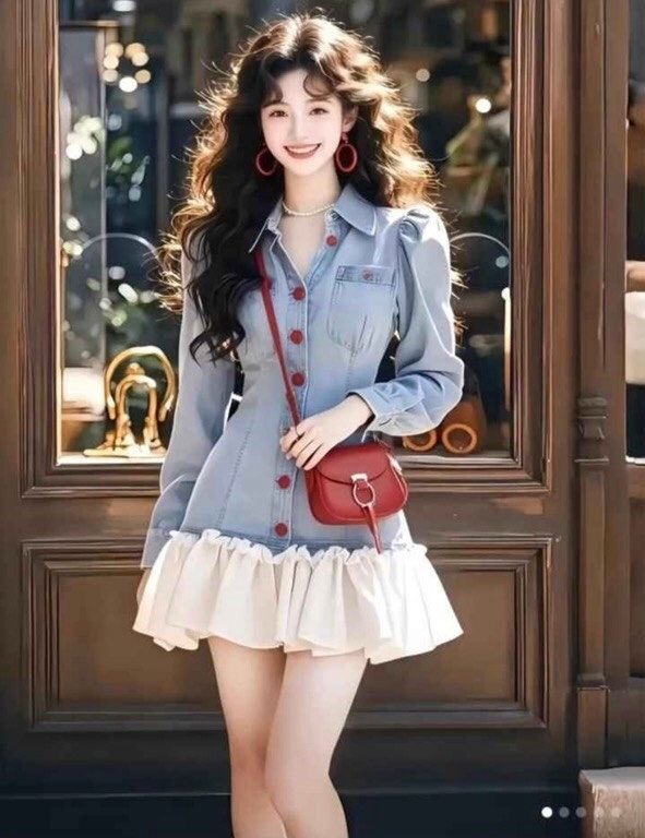 Vestido de jeans con volado