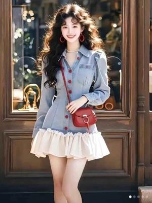 Vestido de jeans con volado