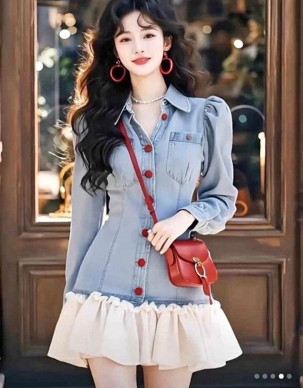 Vestido de jeans con volado