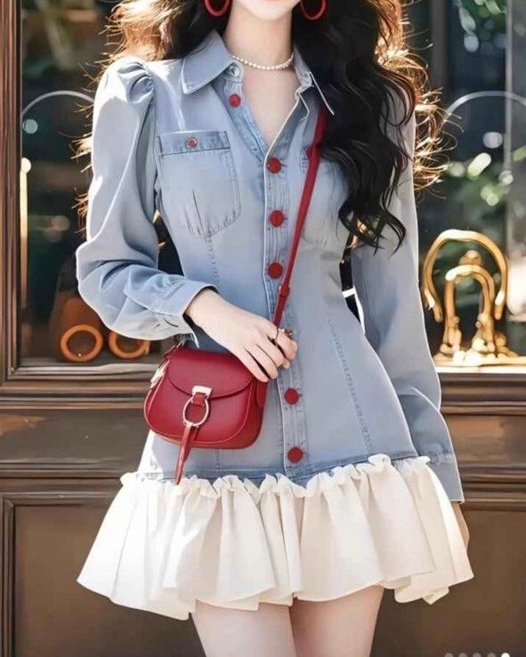 Vestido de jeans con volado