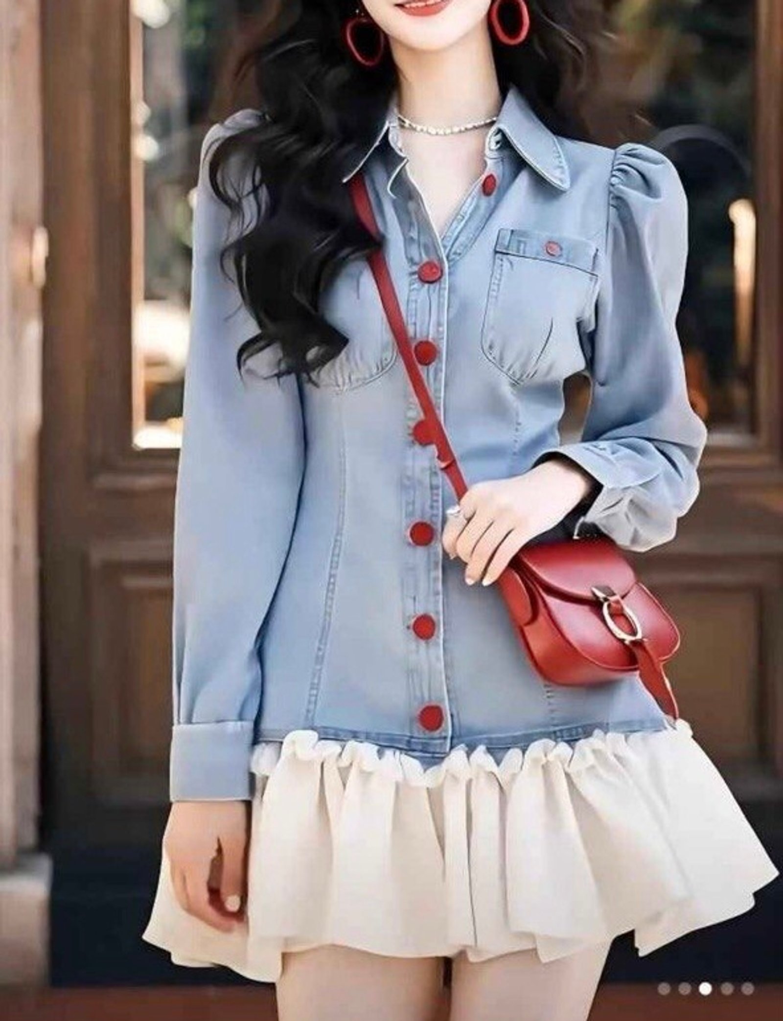 Vestido de jeans con volado