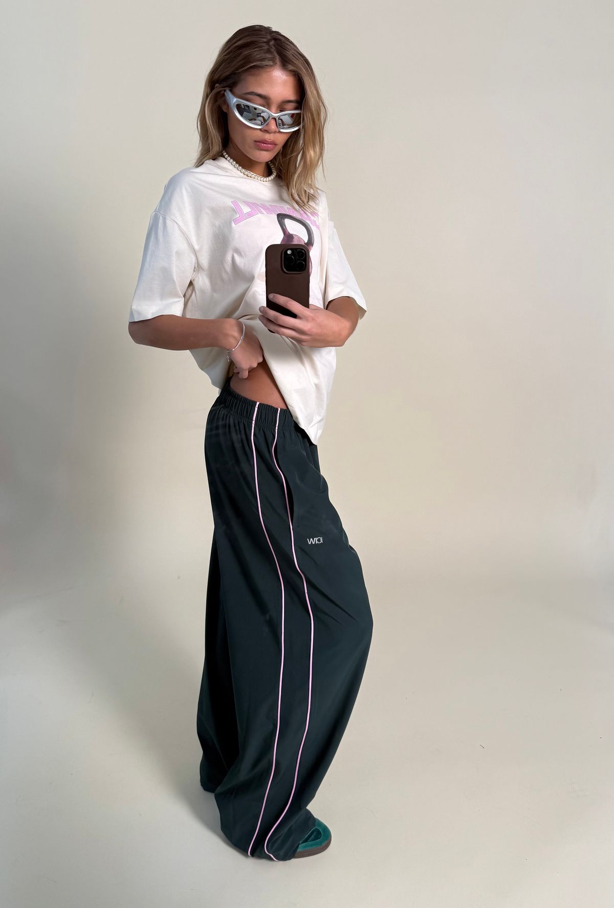 Contrast Pants W Green/Pink