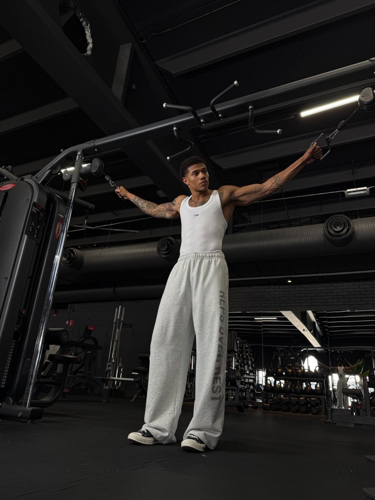 Grit Wide Trousers Light Grey Melange