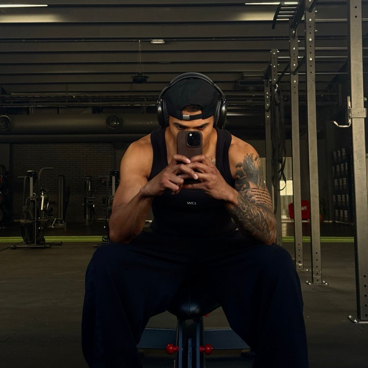 Grit Wide Trousers Stonewashed Black + Grit Ribbed Tank Black