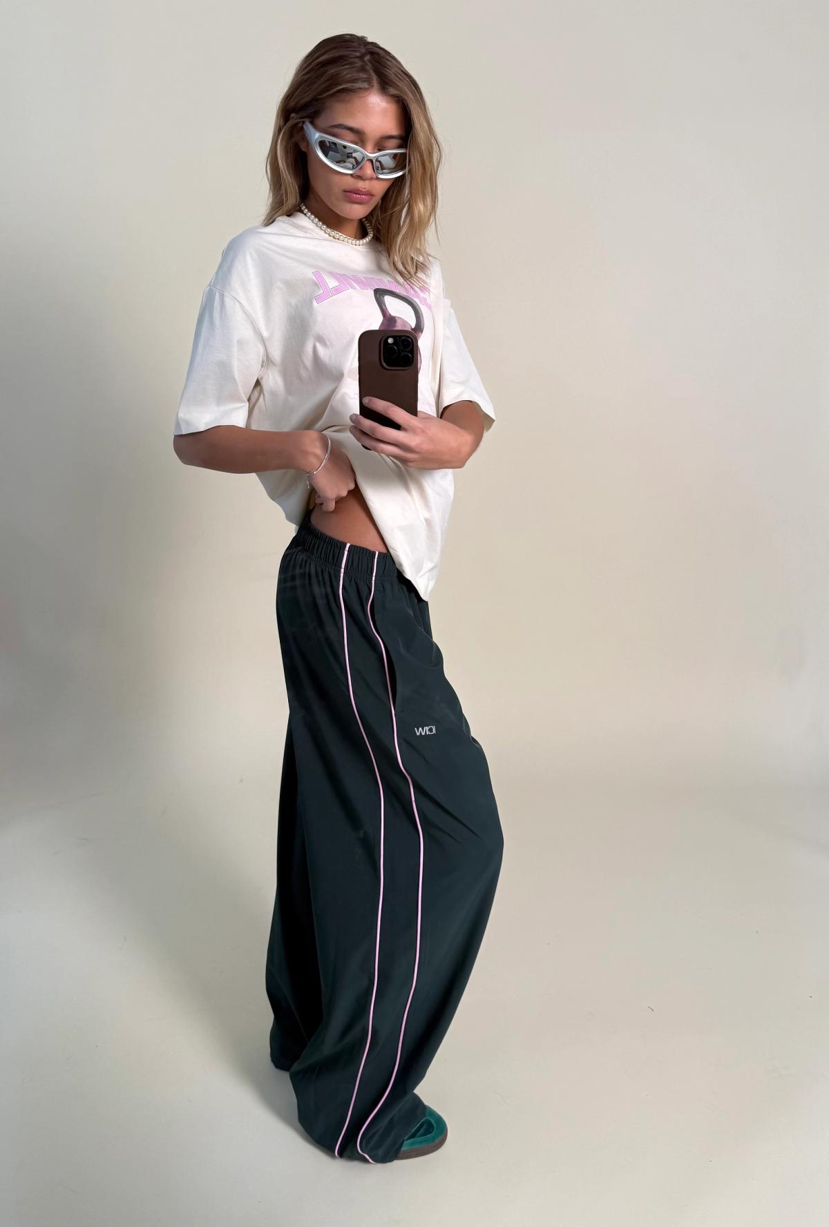 Contrast Pants W Green/Pink