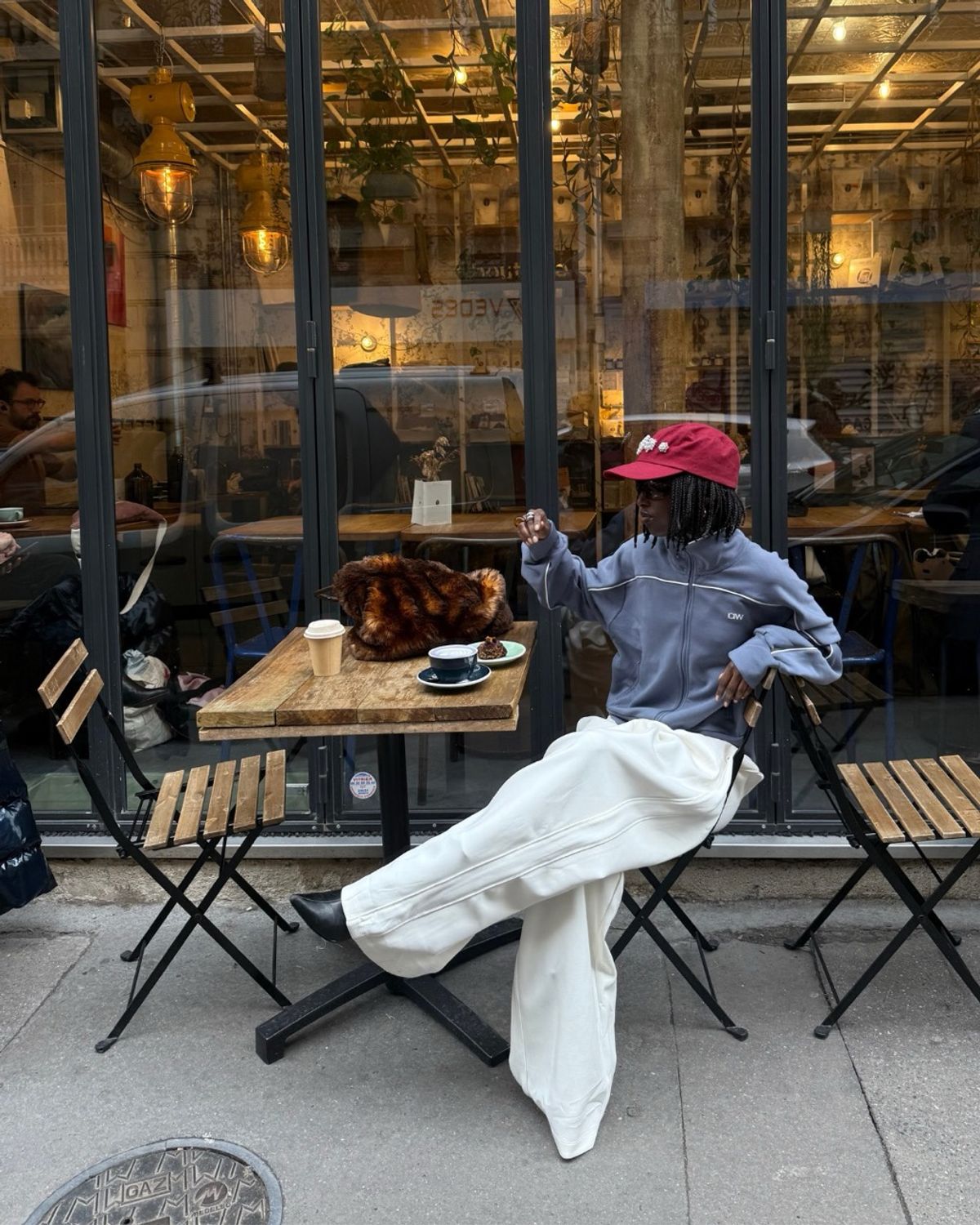 Contrast Zip Jacket Misty Blue