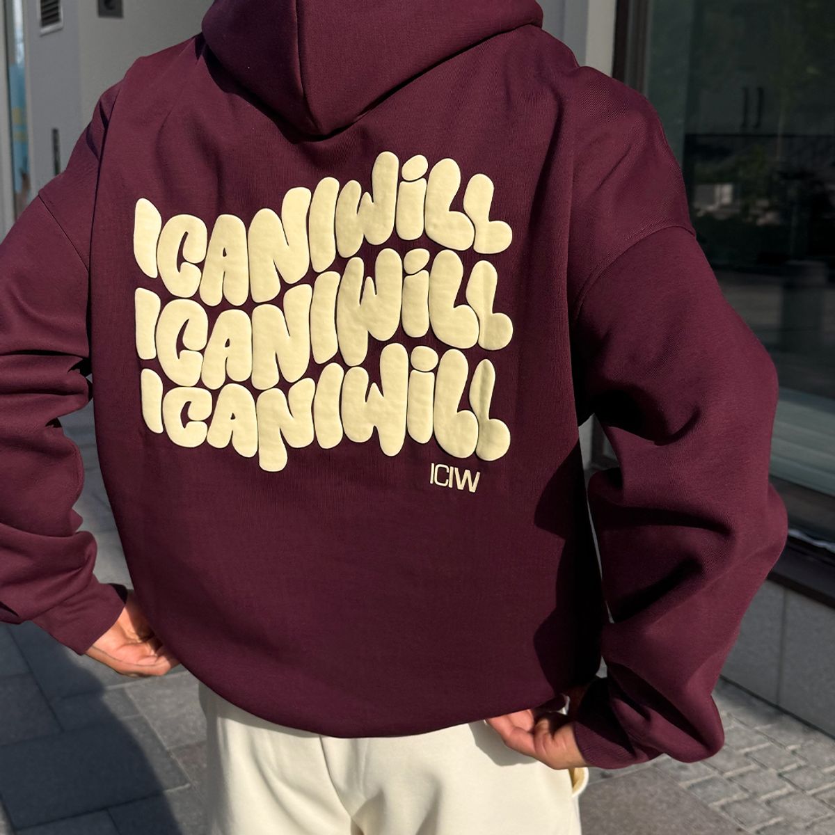 Everyday Relaxed Hoodie Print Dark mahogany