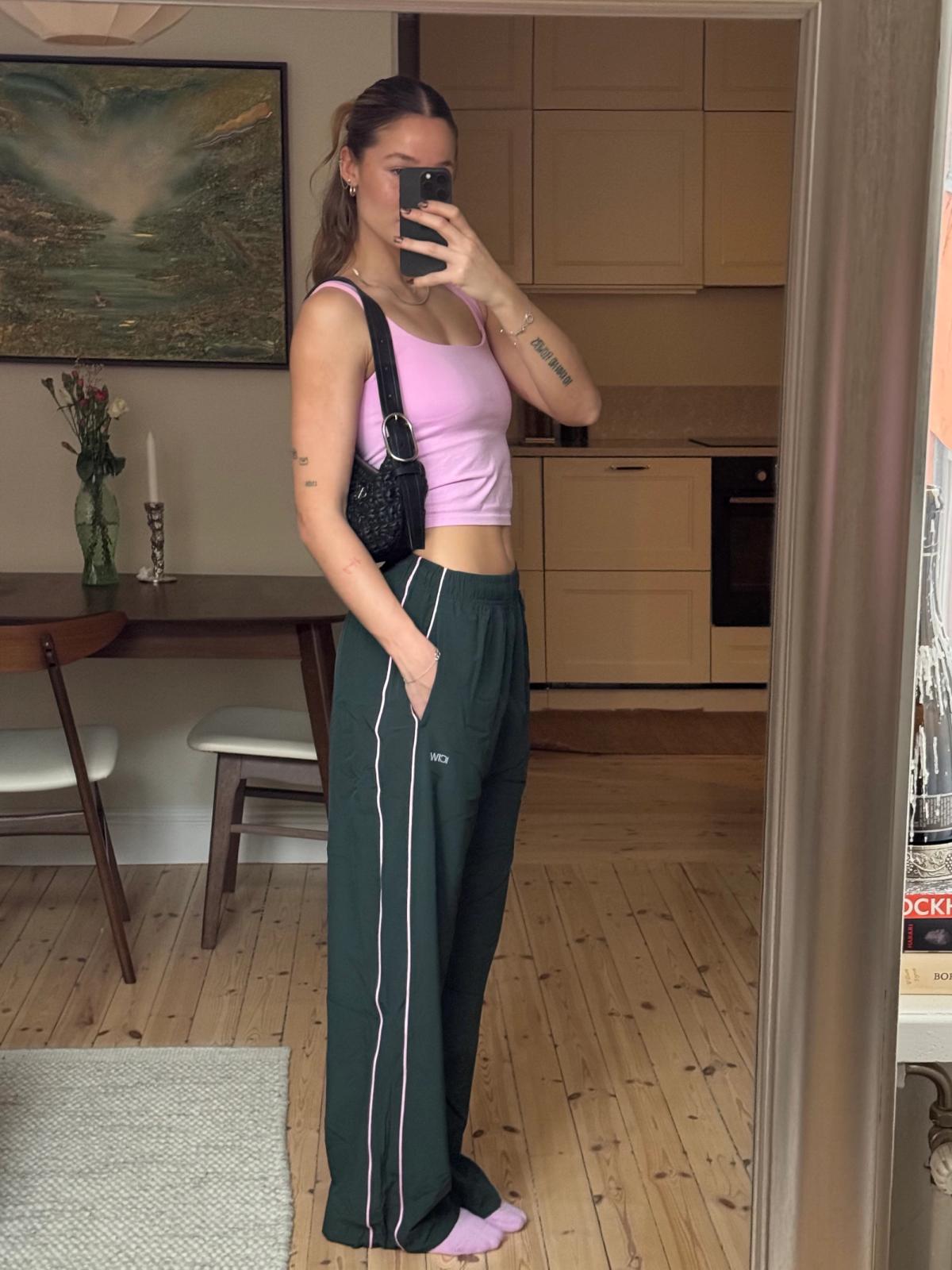 Contrast Pants W Green/Pink