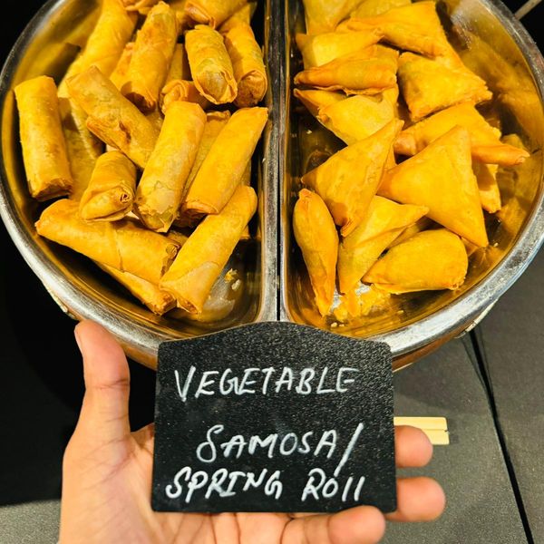 spring roll and vegetable samosa