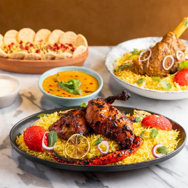 Chicken Tandoori Mandi biryani & papri Chaat &Lamb Shank Mandi biryani