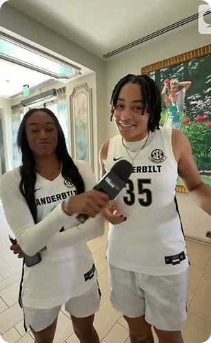 Vanderbilt basketball players having a fun postgame interview