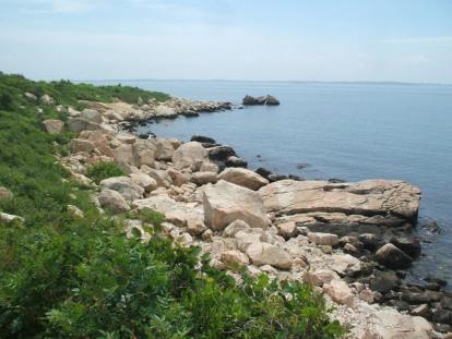 Coastline of Bluff Point Reserve in Groton, CT