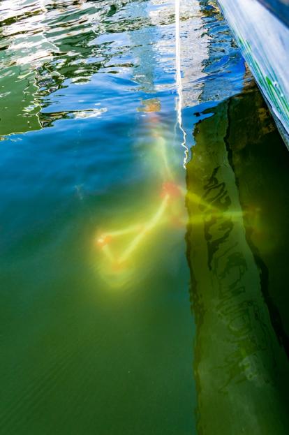 Surface view of monitoring equipment underwater