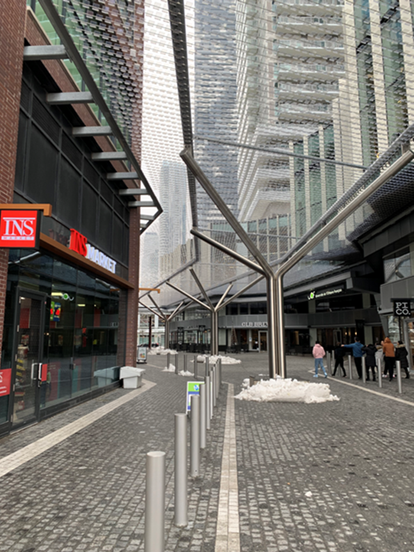 Street with a canopy between buildings