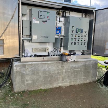Closeup of the new pump system installed