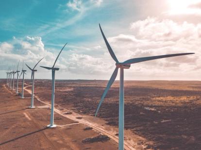 Onshore wind farm in desert