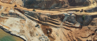 Aerial view of a mining site
