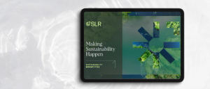 Cover of Sustainability Report on a tablet screen