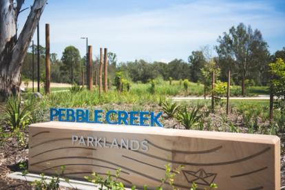 Pebble Creek Parklands landscape and signage