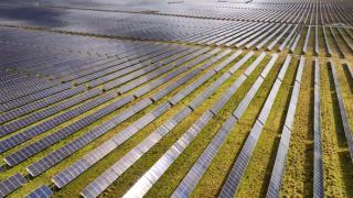 3d rendering of floating solar, floatovoltaics or solar farm