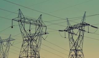 Power lines with a sunset