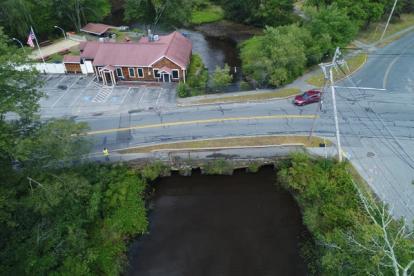 An aerial of the High Street Bridge before construction began (High Street Dam is not pictured, but is 150' below the bridge)