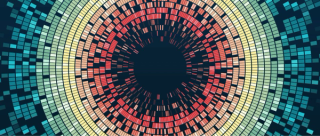 Abstract stream information with circles array and binary code.