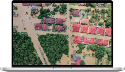 Example of flooding image displayed on a laptop screen