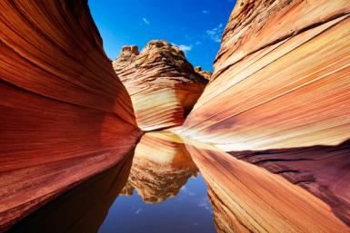 water flowing through a canyon