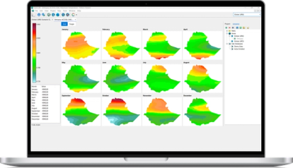 Example of SimClim AR6 data displayed on a laptop screen