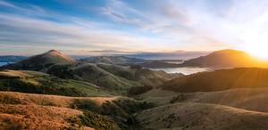Sunrise over Hoopers Inlet, Otago Peninsula, Dunedin, Otago, New Zealand