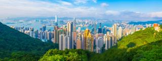 View of Honk Kong skyscrapers