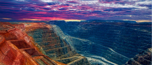 sunset over a mine site