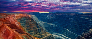 sunset over a mine site