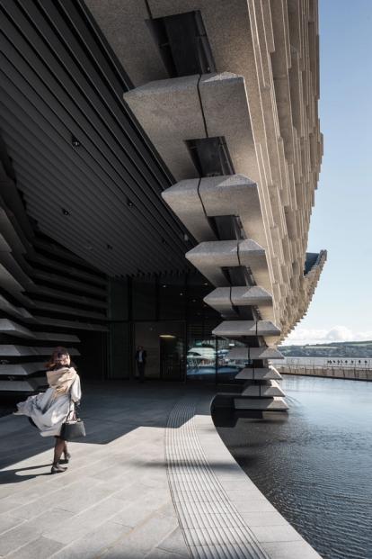 Woman walking through the V&A Dundee