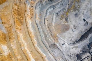 Aerial view of open pit mine