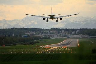 Plane landing on a runway