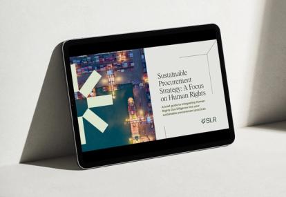 Sustainable Procurement Strategy: A Focus on Human Rights Guide displayed on an iPad screen