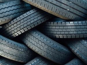 A stack of used tyres